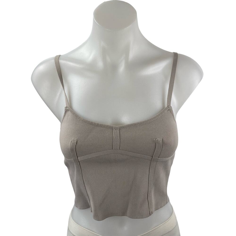 Zara Women's Gray Sleeveless Corset Bustier Knit Cami Tank Camisole Crop Top S